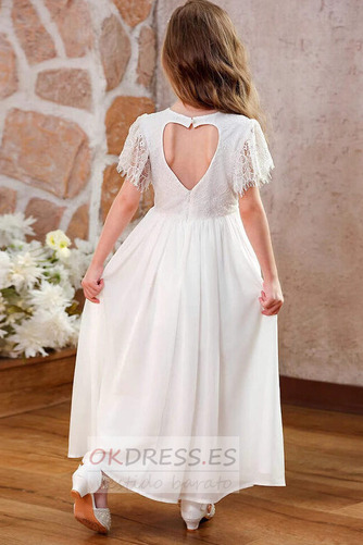 Vestido de flores niña Encaje Hasta el Tobillo Manga suelta Espalda medio descubierto 2