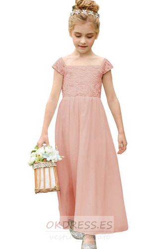 Vestido de flores niña primavera Corte-A Apliques Gasa Manga corta Natural 6