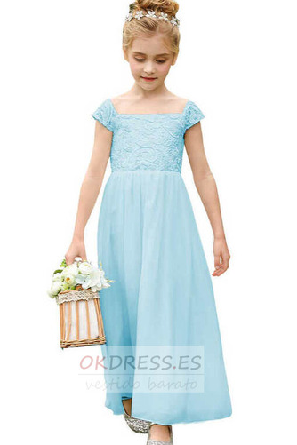 Vestido de flores niña primavera Corte-A Apliques Gasa Manga corta Natural 5