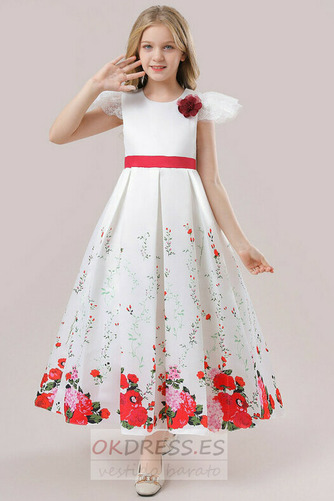 Vestido de flores niña Satén Hasta el Tobillo Formal Sin mangas Drapeado Natural 1