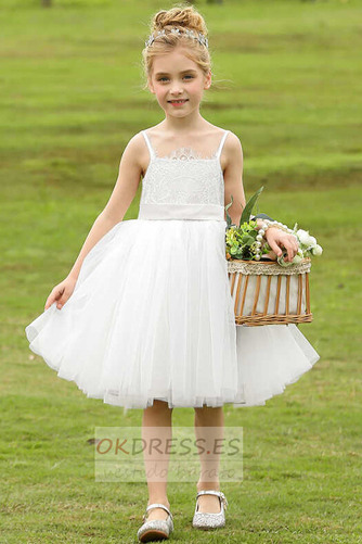 Vestido de flores niña Verano Arco Acentuado Lazos Corte-A Encaje Natural 1