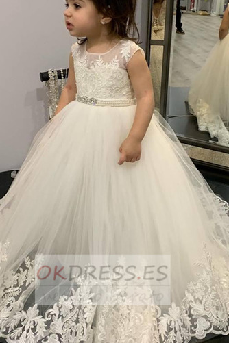 Vestido de flores niña 2019 Corte-A Cremallera Formal Hasta el suelo Natural 1