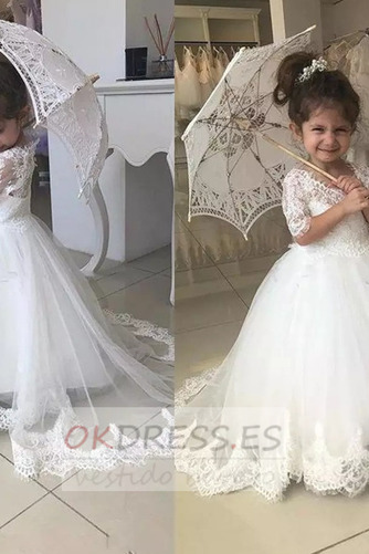 Vestido de flores niña 2019 Falta Apliques Elegante Encaje largo 3