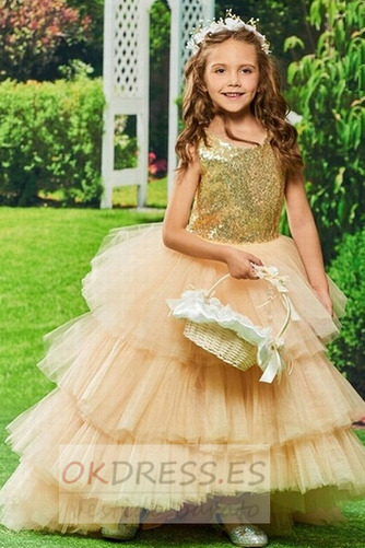 Vestido de flores niña Joya Espalda con ojo de cerradura Asimètrico Drapeado 1