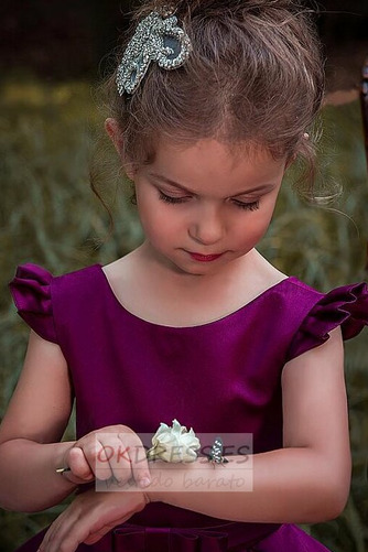 Vestido de flores niña Satén Arco Acentuado Natural Falta Cremallera Hasta el suelo 3