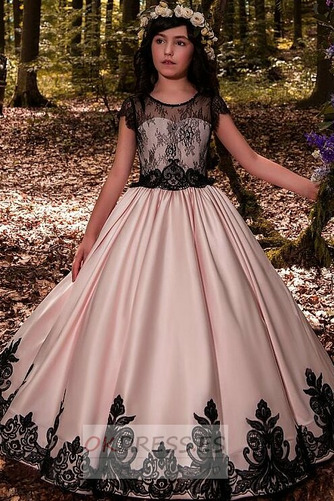 Vestido de flores niña Satén Formal Espalda Descubierta Corte-A Joya Falta 1