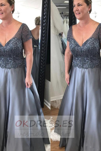 Vestido de la madre 2019 Corpiño Acentuado con Perla primavera Corte-A 1