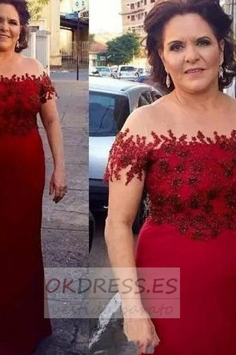 Vestido de la madre Corte Recto Falta Capa de encaje Apliques Hasta el suelo 1