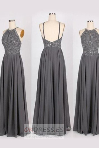 Vestido de noche 2019 Abalorio Natural Invierno Gasa Corte-A 2