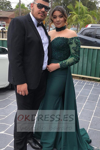 Vestido de noche 2019 tul Natural vendimia Cremallera Abalorio 3