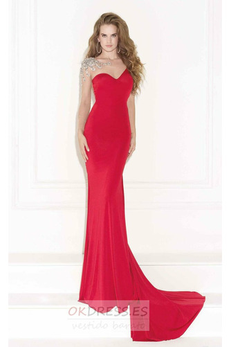 Vestido de noche Corte Sirena Asimétrico Estilo Elegante Abalorio Pura espalda 1