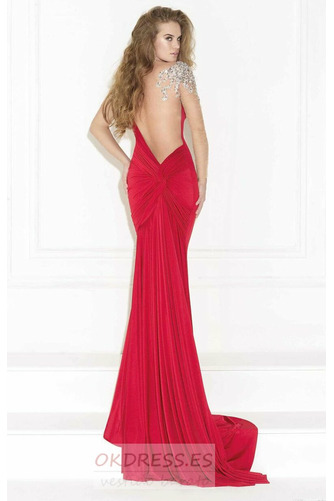 Vestido de noche Corte Sirena Asimétrico Estilo Elegante Abalorio Pura espalda 2