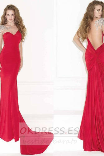 Vestido de noche Corte Sirena Asimétrico Estilo Elegante Abalorio Pura espalda 3