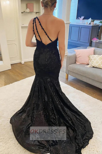 Vestido de noche Corte Sirena Con lentejuelas Sin mangas Asimétrico Estilo 2