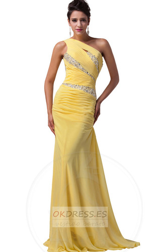 Vestido de noche Corte Sirena Elegante Verano Gasa Abalorio Cola Barriba 1