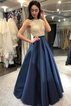 Vestido de noche Cremallera Formal Sin mangas Corpiño Acentuado con Perla