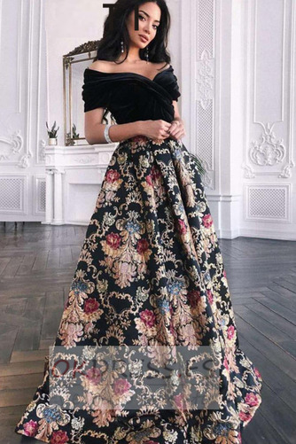 Vestido de noche Cremallera Hasta el suelo 2019 Formal Escote en V Natural 3