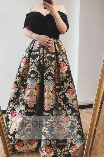 Vestido de noche Cremallera Hasta el suelo 2019 Formal Escote en V Natural 2