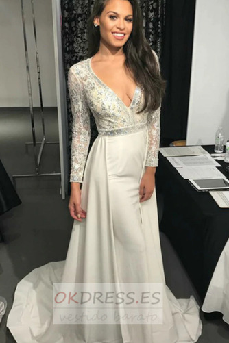 Vestido de noche Otoño Escote en V 2019 largo Elegante Corte-A 1