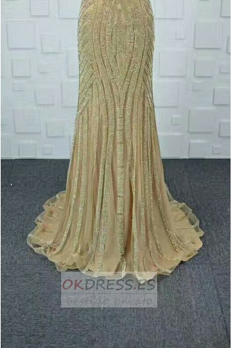 Vestido de noche primavera tul Cristal Espalda medio descubierto Sin mangas 5