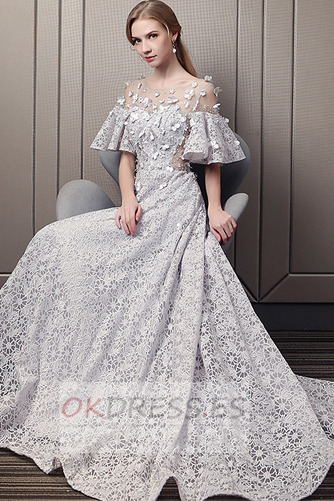 Vestido de noche Rosetón Acentuado Formal Manga corta Hasta el suelo 5