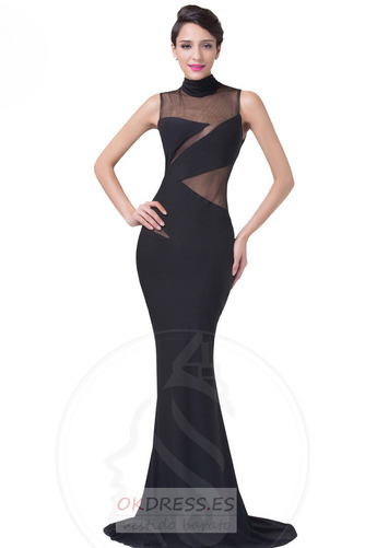 Vestido de noche Satén Corte Sirena Falta sexy Natural Escote con cuello Alto 1