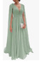 Vestido de noche Verano largo Drapeado Natural Corte-A Baja escote en V - Página 5