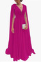 Vestido de noche Verano largo Drapeado Natural Corte-A Baja escote en V - Página 8