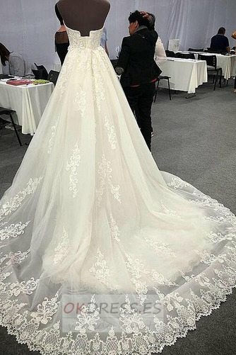 Vestido de novia 2019 Capa de encaje Encaje largo Escote Corazón Corte-A 2