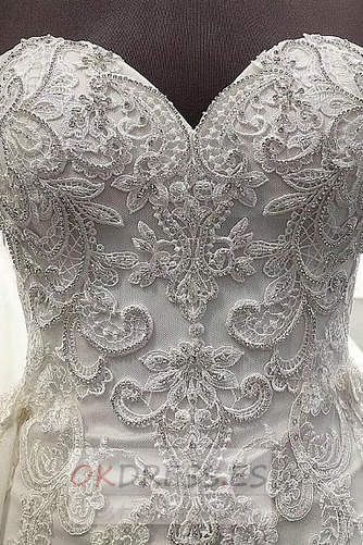 Vestido de novia 2019 Capa de encaje Encaje largo Escote Corazón Corte-A 3
