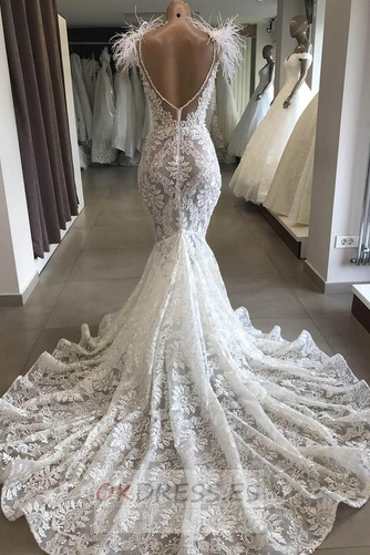 Vestido de novia 2019 Capa de encaje Natural sexy Encaje Delgado 2