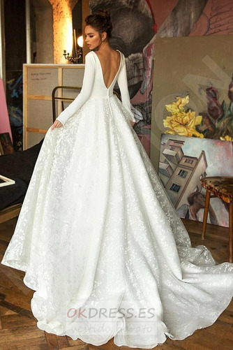 Vestido de novia 2019 Corte-A Baja escote en V Escote en V Falta Iglesia 2