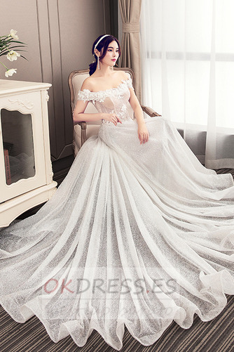 Vestido de novia 2019 Corte-A Falta Otoño Cordón Cola Barriba 3