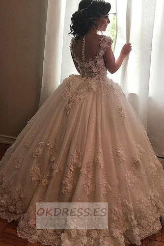 Vestido de novia 2019 Corte-A primavera Pura espalda Escote redondo 1