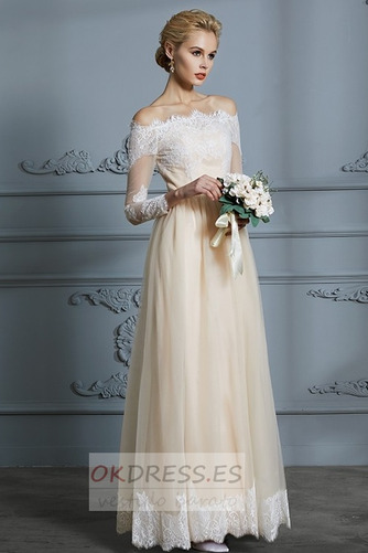 Vestido de novia 2019 Escote con Hombros caídos Encaje Moderno Capa de encaje 3