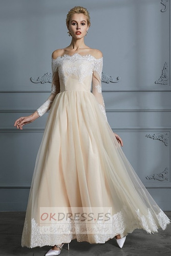 Vestido de novia 2019 Escote con Hombros caídos Encaje Moderno Capa de encaje 5