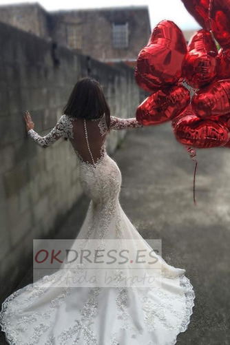 Vestido de novia 2019 Pura espalda tul Falta Natural Baja escote en V 2