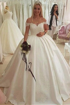 Vestido de novia 2019 Triángulo Invertido Escote con Hombros caídos