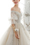 Vestido de novia Apliques Cola Catedral Cordón Elegante Corpiño Acentuado con Perla - Página 6