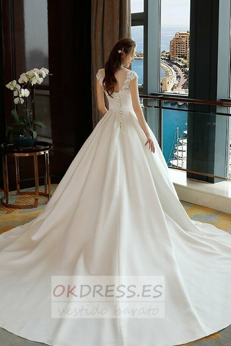 Vestido de novia Apliques Corte-A Encaje Falta Escote con cuello Alto 6