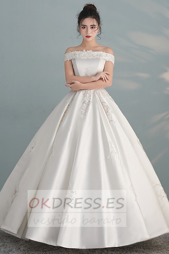 Vestido de novia Apliques Elegante Escote con Hombros caídos primavera 1