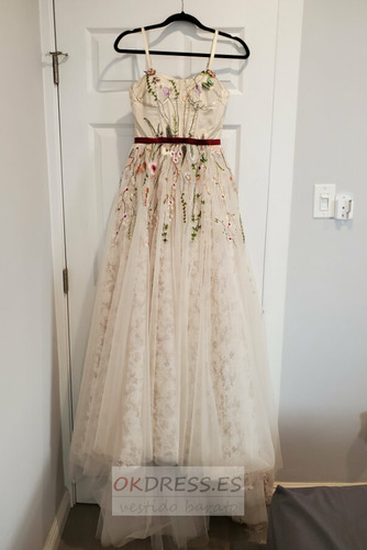 Vestido de novia Apliques Pera Cola Barriba Escote Corazón Cremallera 9