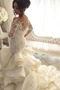 Vestido de novia Apliques Pomposo Capa Multi Escote en V Natural Pura espalda - Página 3
