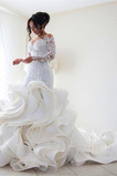 Vestido de novia Apliques Pomposo Capa Multi Escote en V Natural Pura espalda