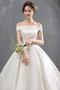 Vestido de novia Apliques Satén Corte-A Escote con Hombros caídos Pera - Página 5