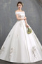 Vestido de novia Apliques Satén Corte-A Escote con Hombros caídos Pera - Página 4