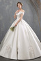 Vestido de novia Apliques Satén Corte-A Escote con Hombros caídos Pera - Página 1