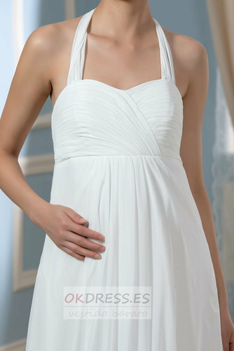 Vestido de novia Arco Acentuado Sin mangas Verano Gasa Elegante Escote halter 5