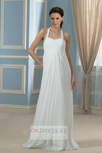 Vestido de novia Arco Acentuado Sin mangas Verano Gasa Elegante Escote halter 1