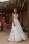 Vestido de novia Baja escote en V Pera Escote en V Natural Encaje Moderno - Página 1